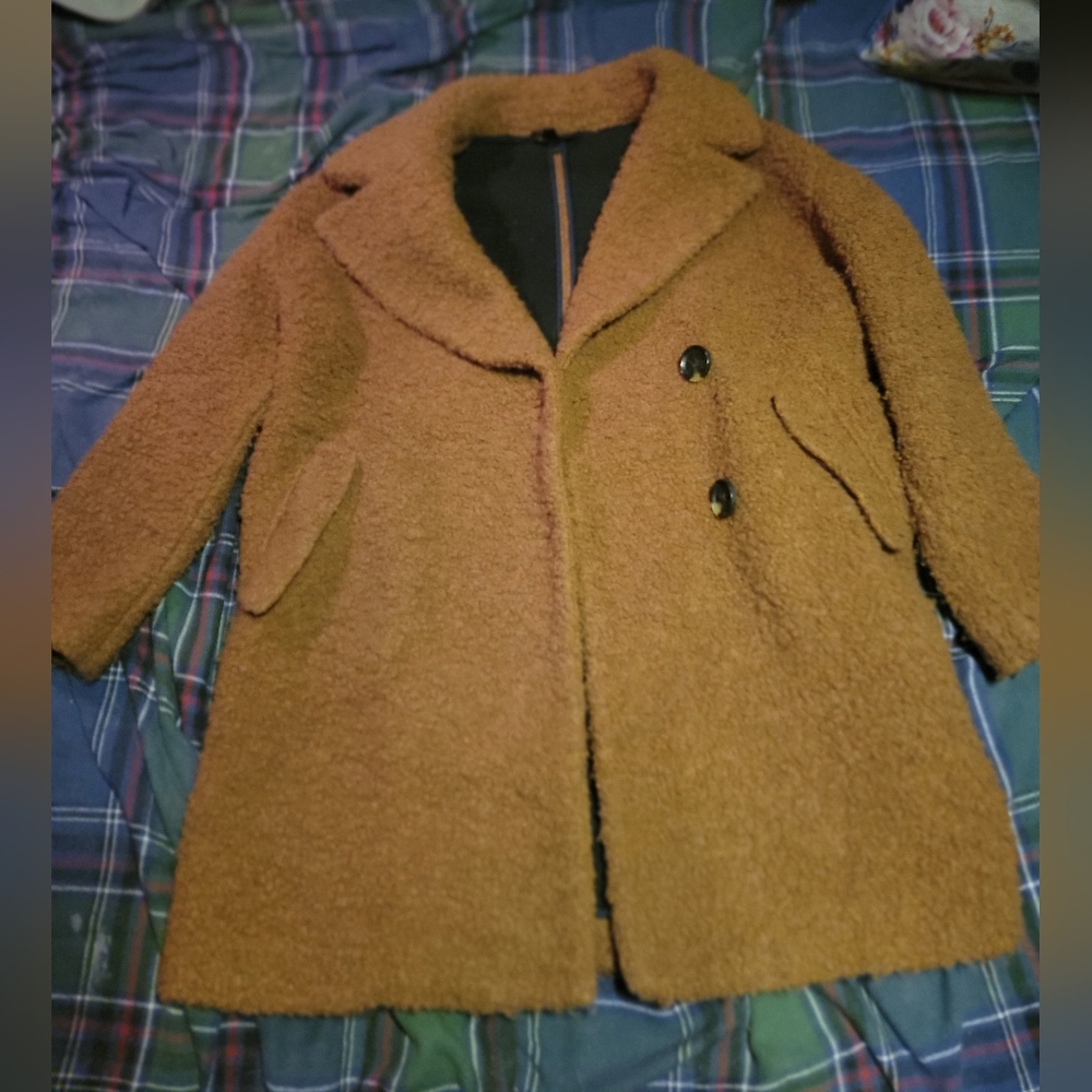 Topshop Brown Wool Teddy Coat